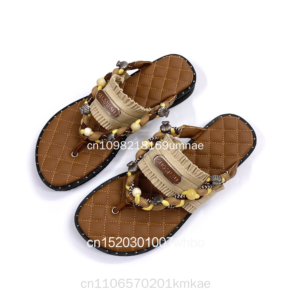 Flip Flop Leather Men - Nuevas Pantuflas Tejidas Retro para Mujer