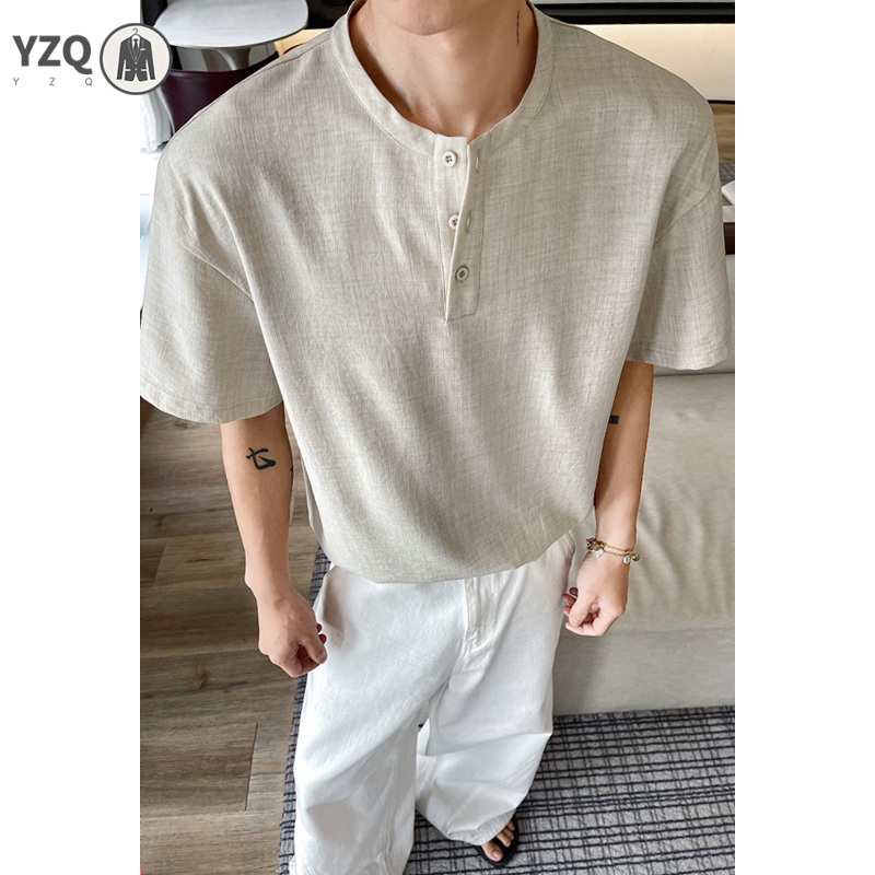 Linen Shirt Breathable - Camiseta de manga corta para hombre,