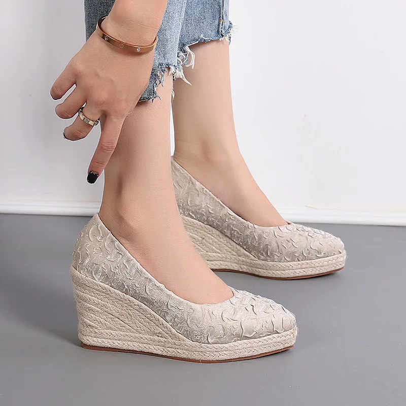 Espadrille Slip On - Zapatos de Plataforma con Tacón de