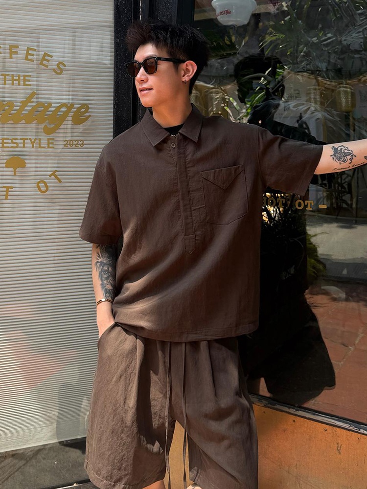 Linen Shirt Breathable - Conjunto de Camisa y Pantalones Cortos