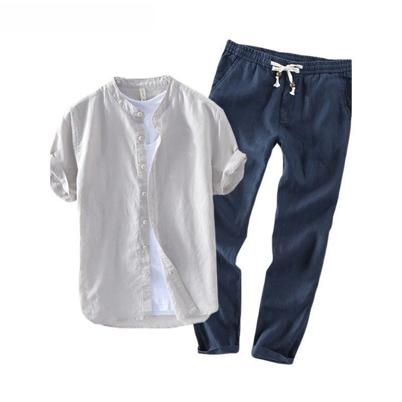 Linen Shirt Breathable - Conjunto de Camisa y Camiseta de