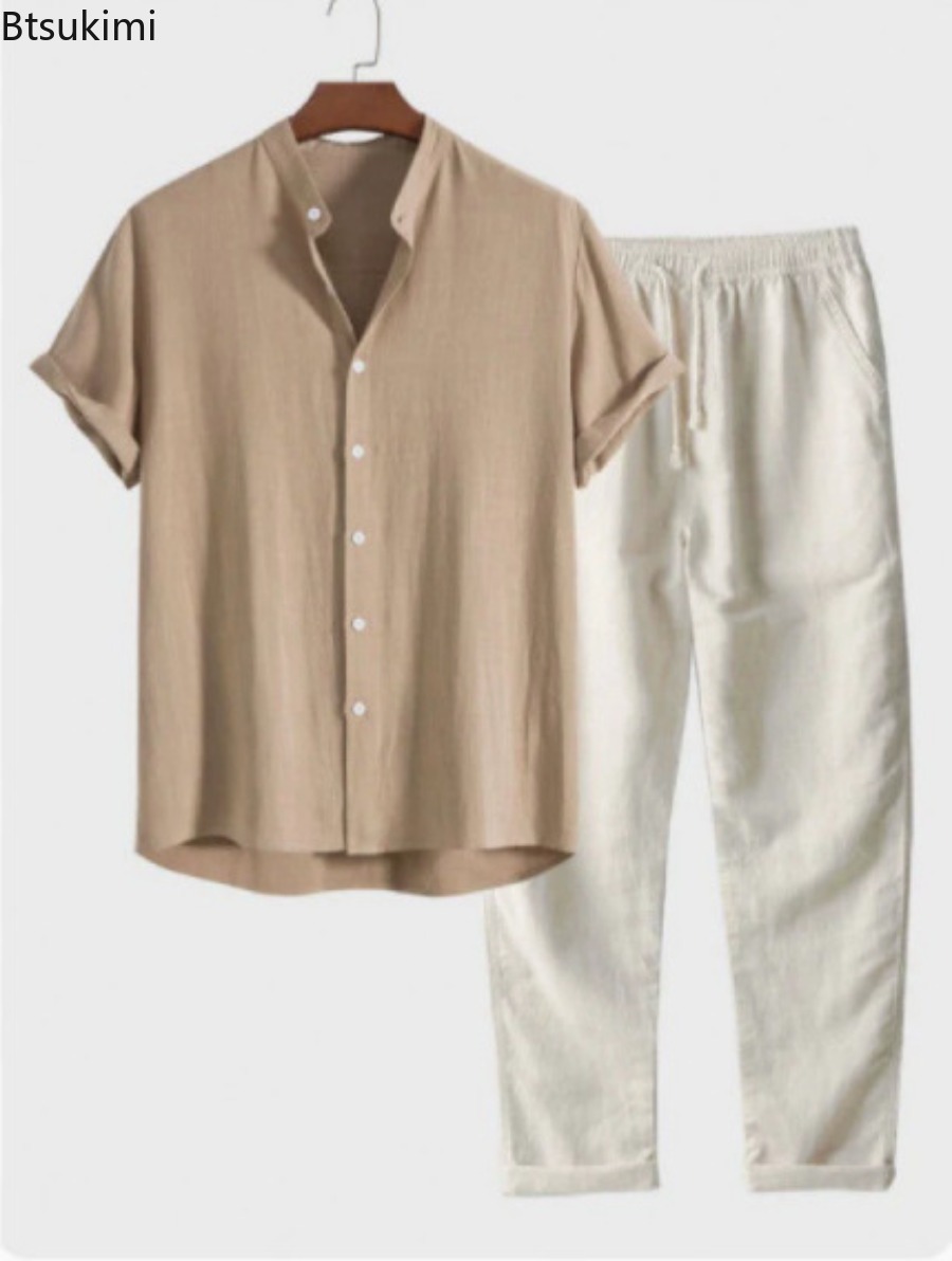 Linen Shirt Breathable - Conjunto de Dos Piezas para Hombre,