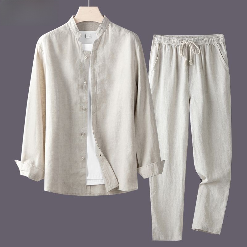 Linen Shirt Breathable - Camisa blanca de manga larga y