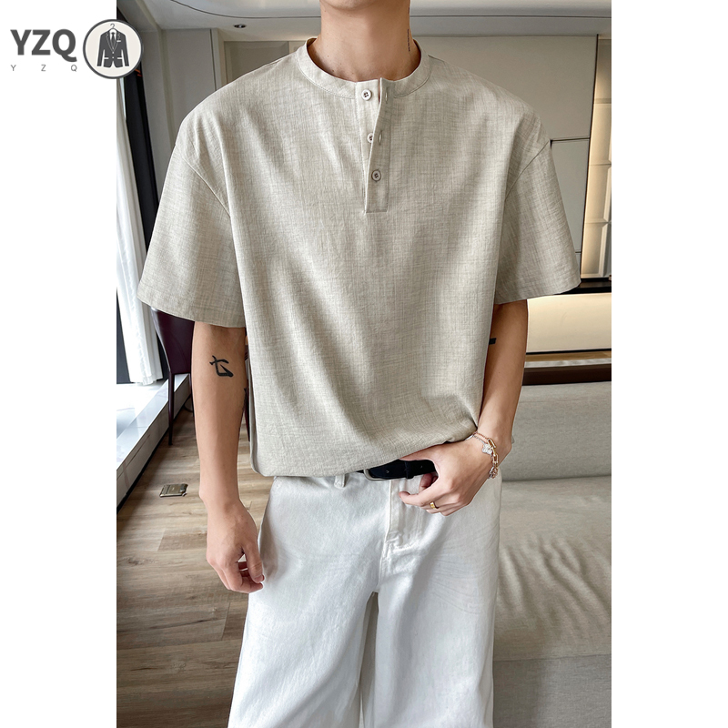 Camiseta de manga corta para h - Linen Shirt Breathable reseña y precio