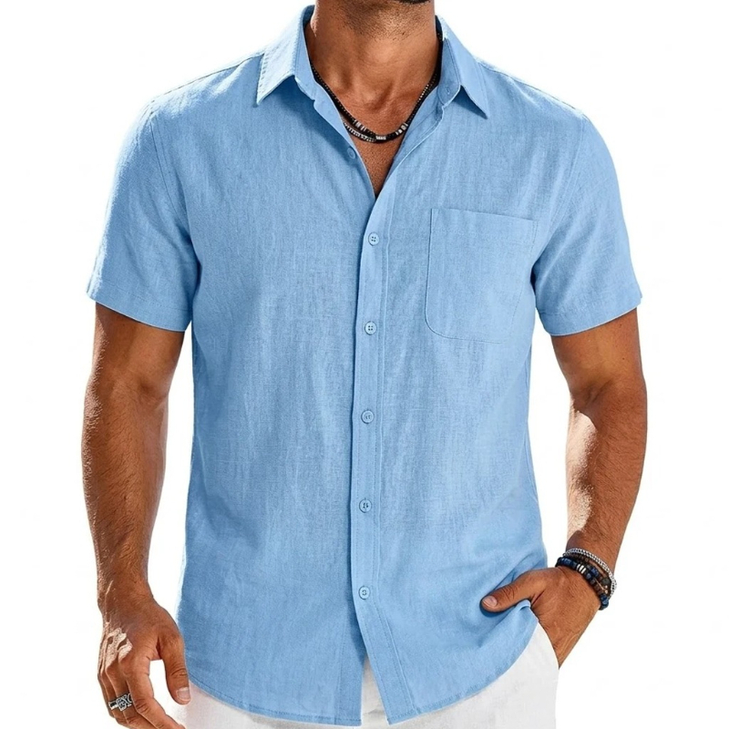 Camisetas de Manga Corta de Co - Linen Shirt Breathable reseña y precio