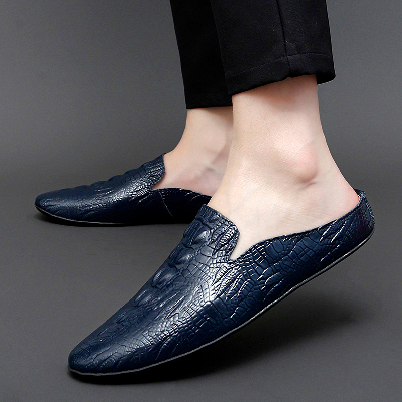 Mocasines de piel con patrón d - Flip Flop Leather Men reseña y precio
