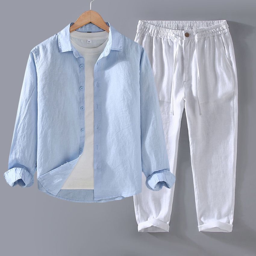 Conjunto de Lino Puro de Alta  - Linen Shirt Breathable reseña y precio