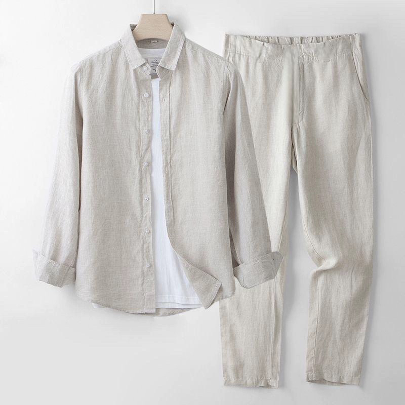 Conjunto informal de algodón y - Linen Shirt Breathable reseña y precio