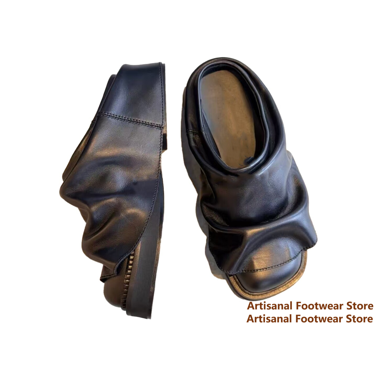 Mules de cuero suave con efect - Flip Flop Leather Men reseña y precio